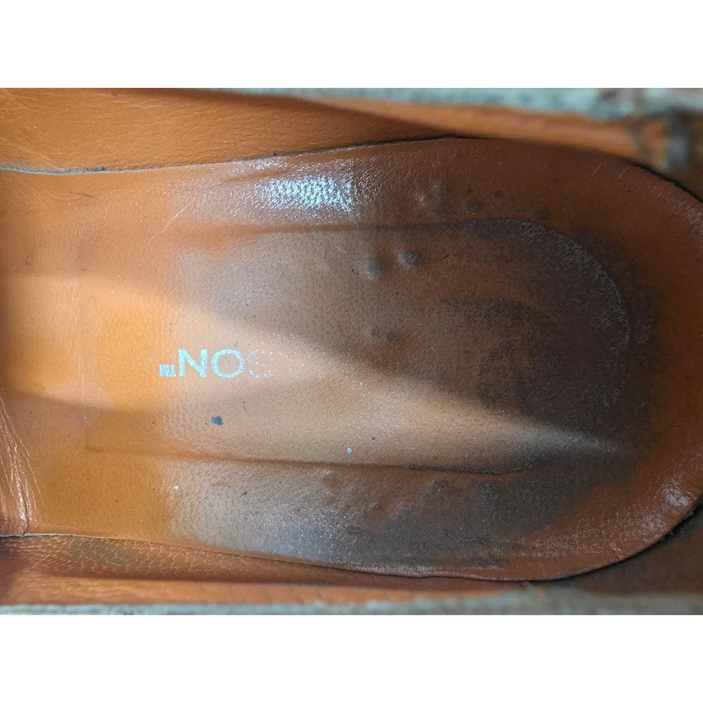 Vintage Mark Nason Loafers Men 10 Brown Leather Etch Dragon Slip On Shoes Italy